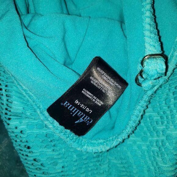 Turquoise mesh One piece swimsuit - Picture 3 of 3